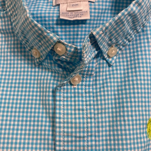 RALPH LAUREN Blue Gingham Short Sleeve Oxford Shirt 24 Months Button Up Boys - Picture 4 of 10
